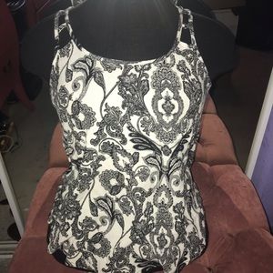 Black and white paisley tank top